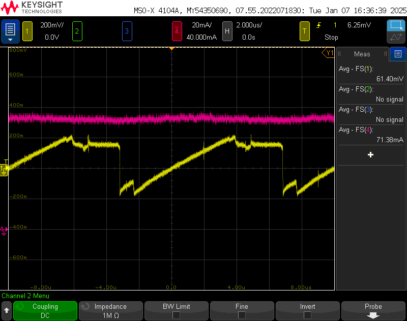 Shunt and motor current after filtering