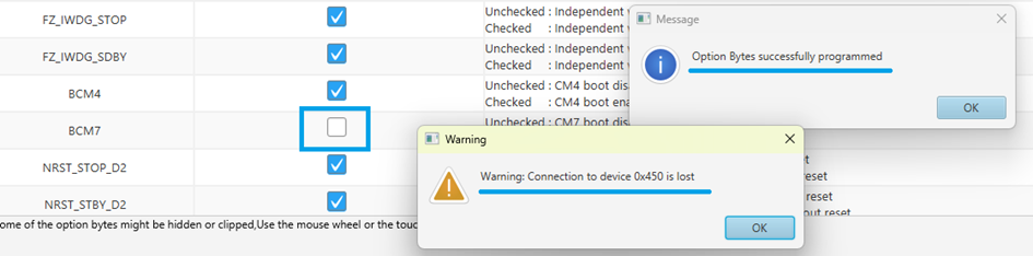 Figure 3. STM32CubeProgrammer messages after the operation completion