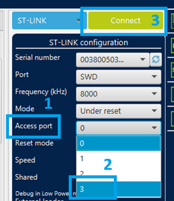 Figure 4. Selecting access port 3 to connect to CM4