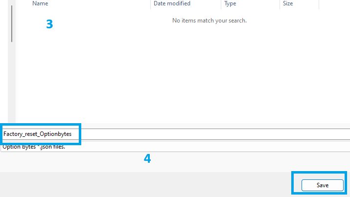 Figure 2. Saving the option bytes file config